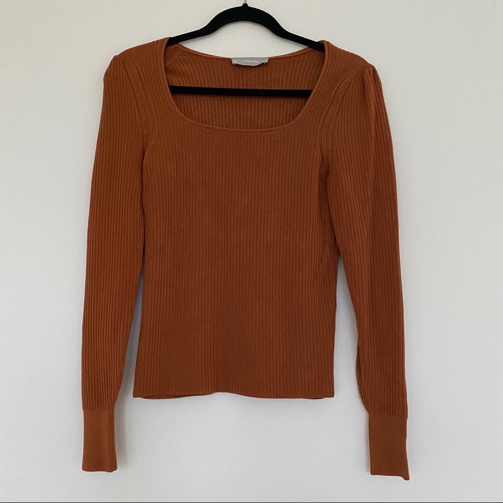 EVERLANE rust square neck top